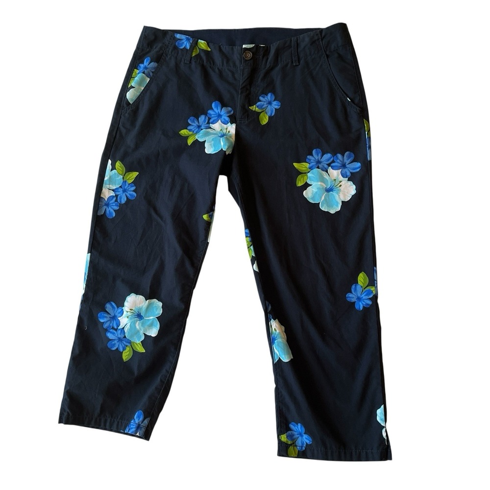 Abercrombie & Fitch Women's Size 6 Navy Blue Floral Print Low Rise Capris Crop